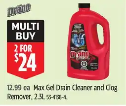 Canadian Tire Drano Max Gel Drain Cleaner and Clog Remover offer