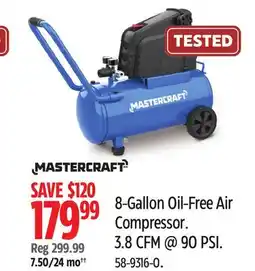 Canadian Tire 8-Gallon Oil-Free Air Compressor. 3.8 CFM @ 90 PSI offer