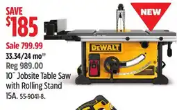 Canadian Tire 10˝ Jobsite Table Saw with Rolling Stand 15A offer