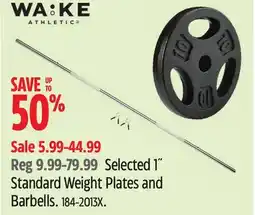 Canadian Tire Selected 1˝ Standard Weight Plates and Barbells offer