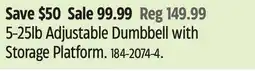 Canadian Tire 5-25lb Adjustable Dumbbell with Storage Platform offer
