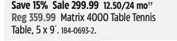 Canadian Tire Matrix 4000 Table Tennis Table offer