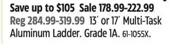 Canadian Tire 13´ or 17´ Multi-Task Aluminum Ladder offer