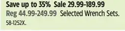Canadian Tire Selected Wrench Sets offer