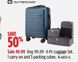 Canadian Tire Outbound 4-Pc Luggage Set. 1 carry-on and 3 packing cubes offer