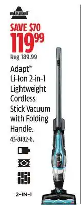 Canadian Tire Bissell Adapt Li-Ion 2-in-1 Lightweight Cordless Stick Vacuum with Folding Handle offer