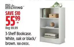 Canadian Tire For Living 3-Shelf Bookcase. White, oak or black/ brown offer