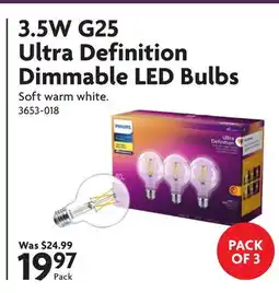 Home Hardware Philips 3.5W G25 Ultra Definition Dimmable LED Bulbs offer