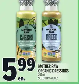 Metro MOTHER RAW ORGANIC DRESSINGS offer