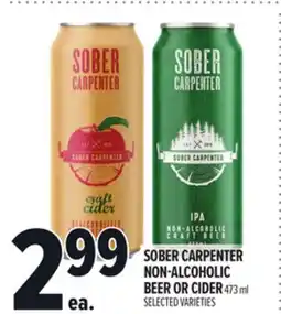Metro SOBER CARPENTER NON-ALCOHOLIC BEER OR CIDER offer