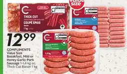 Sobeys COMPLIMENTS Value Size Breakfast, Mild or Honey Garlic Pork Sausage offer