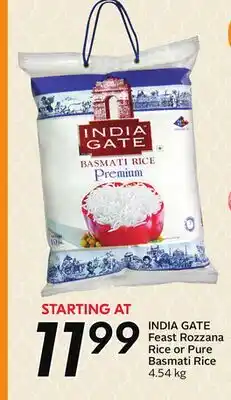 Sobeys INDIA GATE Feast Rozzana Rice or Pure Basmati Rice offer