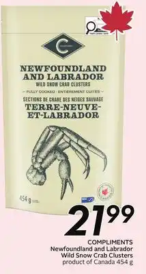 Sobeys COMPLIMENTS Newfoundland and Labrador Wild Snow Crab Clusters offer