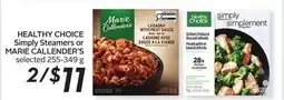 Sobeys HEALTHY CHOICE Simply Steamers or MARIE CALLENDER'S offer