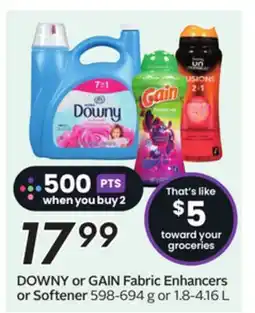 Sobeys DOWNY or GAIN Fabric Enhancers or Softener offer