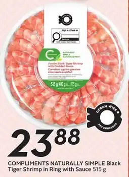 Sobeys COMPLIMENTS NATURALLY SIMPLE Black Tiger Shrimp in Ring offer