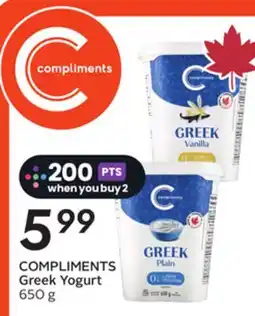 Sobeys COMPLIMENTS Greek Yogurt offer