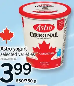 Fortinos ASTRO YOGURT, 650/750 G offer
