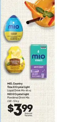 Fortinos MIO, COUNTRY TIME & CRYSTAL LIGHT LIQUID DRINK MIX, 48 ML MIO & CRYSTAL LIGHT POWDERED DRINK MIX offer