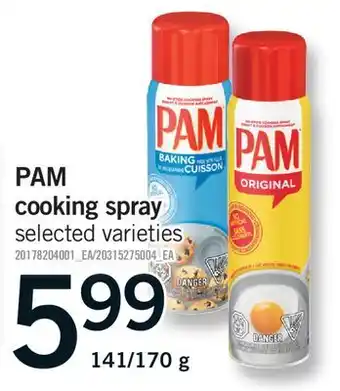 Fortinos PAM COOKING SPRAY, 141/170 G offer