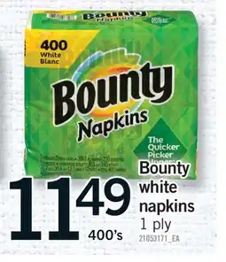 Fortinos BOUNTY WHITE NAPKINS, 400's offer