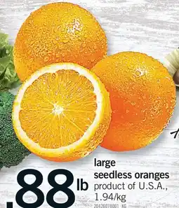 Fortinos LARGE SEEDLESS ORANGES, 1.94/kg offer