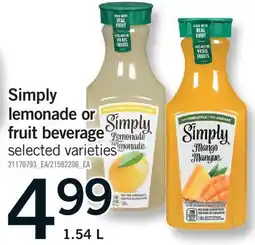 Fortinos SIMPLY LEMONADE OR FRUIT BEVERAGE offer