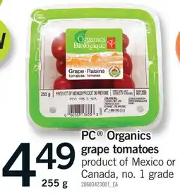 Fortinos PC ORGANICS GRAPE TOMATOES offer