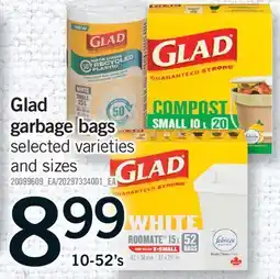 Fortinos GLAD GARBAGE BAGS, 10-52'S offer
