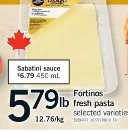 Fortinos FORTINOS FRESH PASTA offer