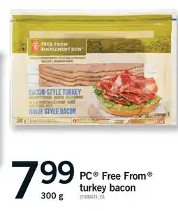 Fortinos PC FREE FROM TURKEY BACON offer