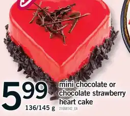 Fortinos MINI CHOCOLATE OR CHOCOLATE STRAWBERRY STRAWBERRY HEART CAKE, 136/145 G offer