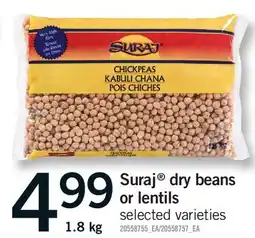 Fortinos SURAJ DRY BEANS OR LENTILS offer