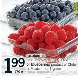 Fortinos RASPBERRIES PRODUCT OF MEXICO OR U.S.A. OR BLUEBERRIES PRODUCT OF CHILE OR MEXICO, NO. 1 GRADE offer