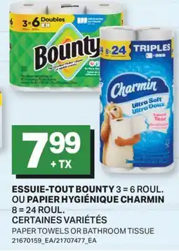L'Intermarché ESSUIE-TOUT OU PAPIER HYGIÉNIQUE | PAPER TOWELS, 3 = 6 ROUL. OR BATHROOM TISSUE, 8 = 24 ROUL offer