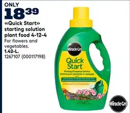 RONA Miracle Gro, Quick Start starting solution plant food 4-12-4 offer