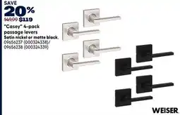 RONA Casey 4-pack passage levers Satin nickel or matte black offer
