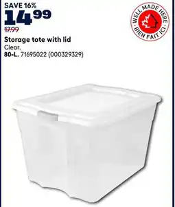 RONA Storage tote with lid Clear 80-L offer