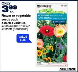 RONA MSKENZIE Flower or vegetable seeds pack offer