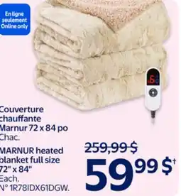 Walmart MARNUR heated blanket full size 72x 84 offer
