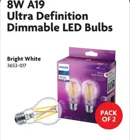 Home Hardware 8W A19 Ultra Definition Dimmable LED Bulbs Bright White offer