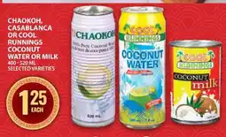 Food Basics Chaokoh, Casablanca or Cool Runnings Coconut Water or Milk offer