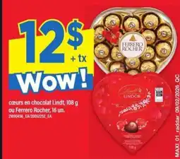 Maxi cœurs en chocolat Lindt ou Ferrero Rocher offer