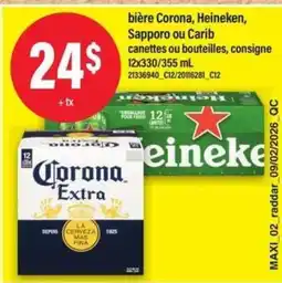 Maxi bière Corona, Heineken, Sapporo ou Carib offer