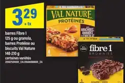 Maxi barres Fibre 1 ou granola, barres Protéine ou biscuits Val Nature offer