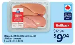 Walmart Maple Leaf Boneless Skinless Chicken Breasts offer