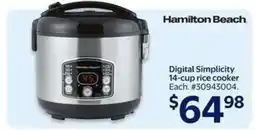 Walmart Hamilton Beach Digital Simplicity 14-cup rice cooker offer