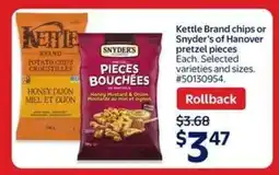 Walmart Kettle Brand chips or Snyder's of Hanover pretzel pieces offer