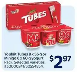 Walmart Yoplait Tubes 8 × 56 g or Minigo 6 × 60 g yogurt offer