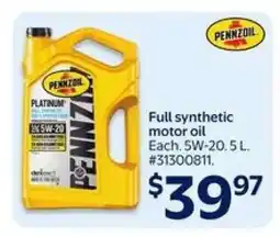 Walmart Pennzoil Full Synthetic Motor Oil offer